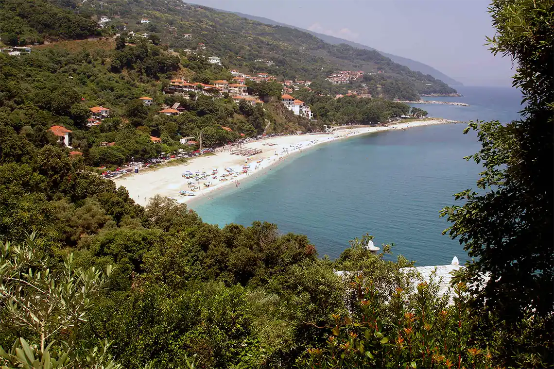 Plaka Beach. Agios Ioannis. View from Maistros Studios